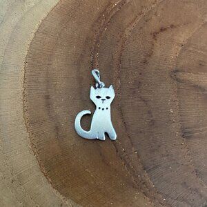 RETIRED James Avery Kitty Cat Charm, Sterling Silver